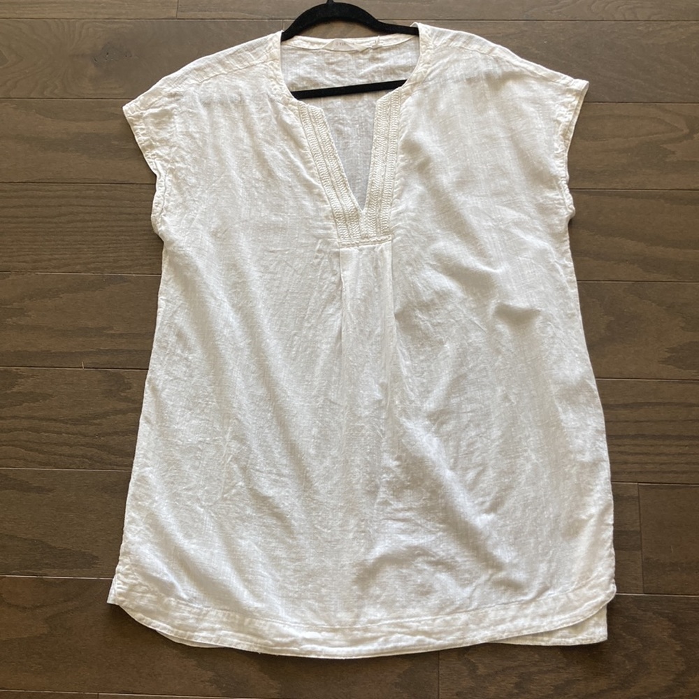 Athleta White beaded v-neck cover-up dress